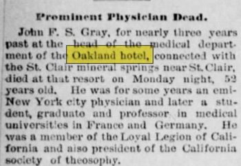 Oakland Hotel - Aug 1891 Article